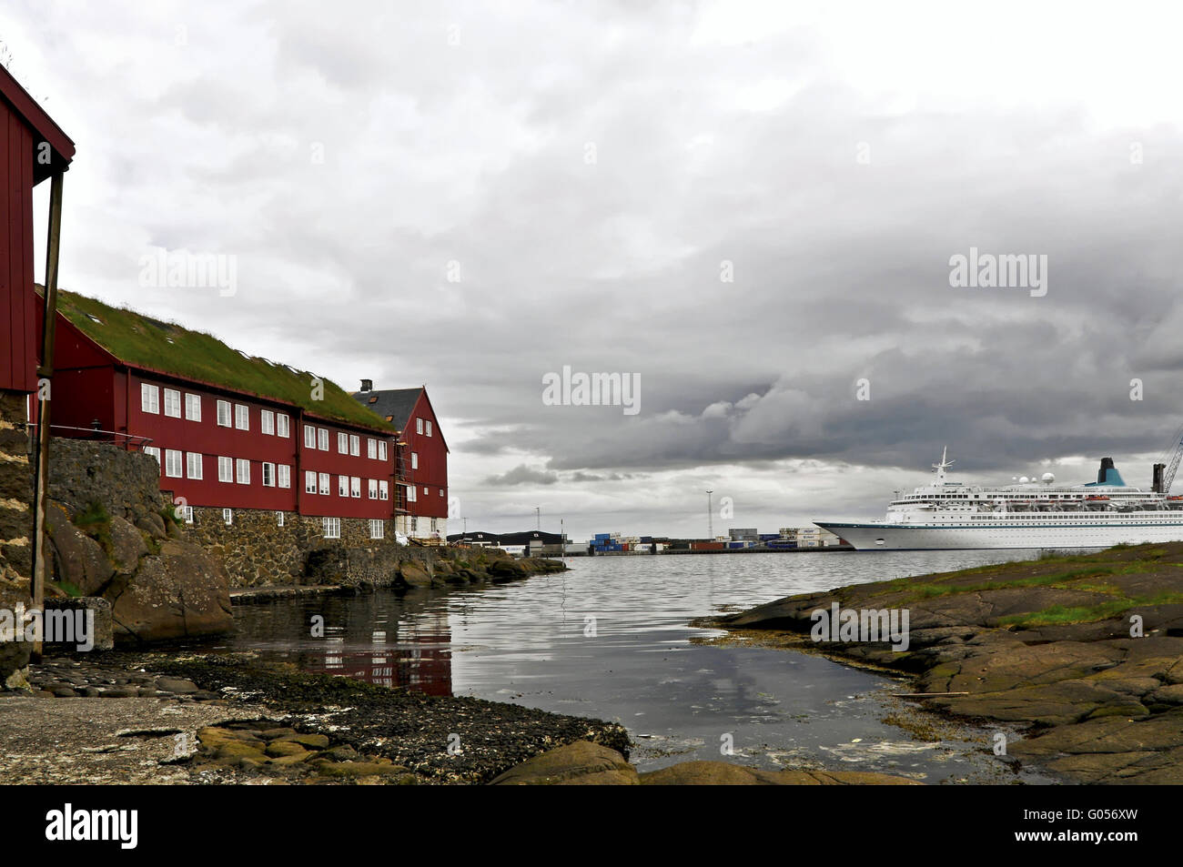 Hafen von den Färöer-Inseln-Torshavn Stockfoto