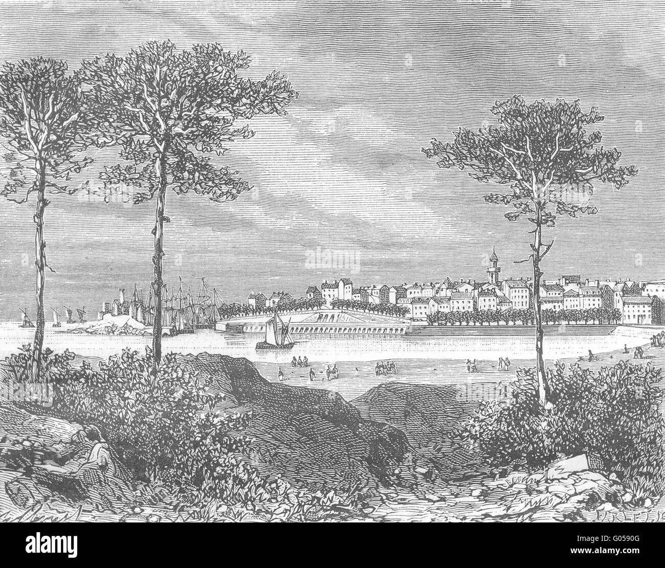 CHARENTE-MARITIME: Inferieure: Royan, antiken print 1881 Stockfoto