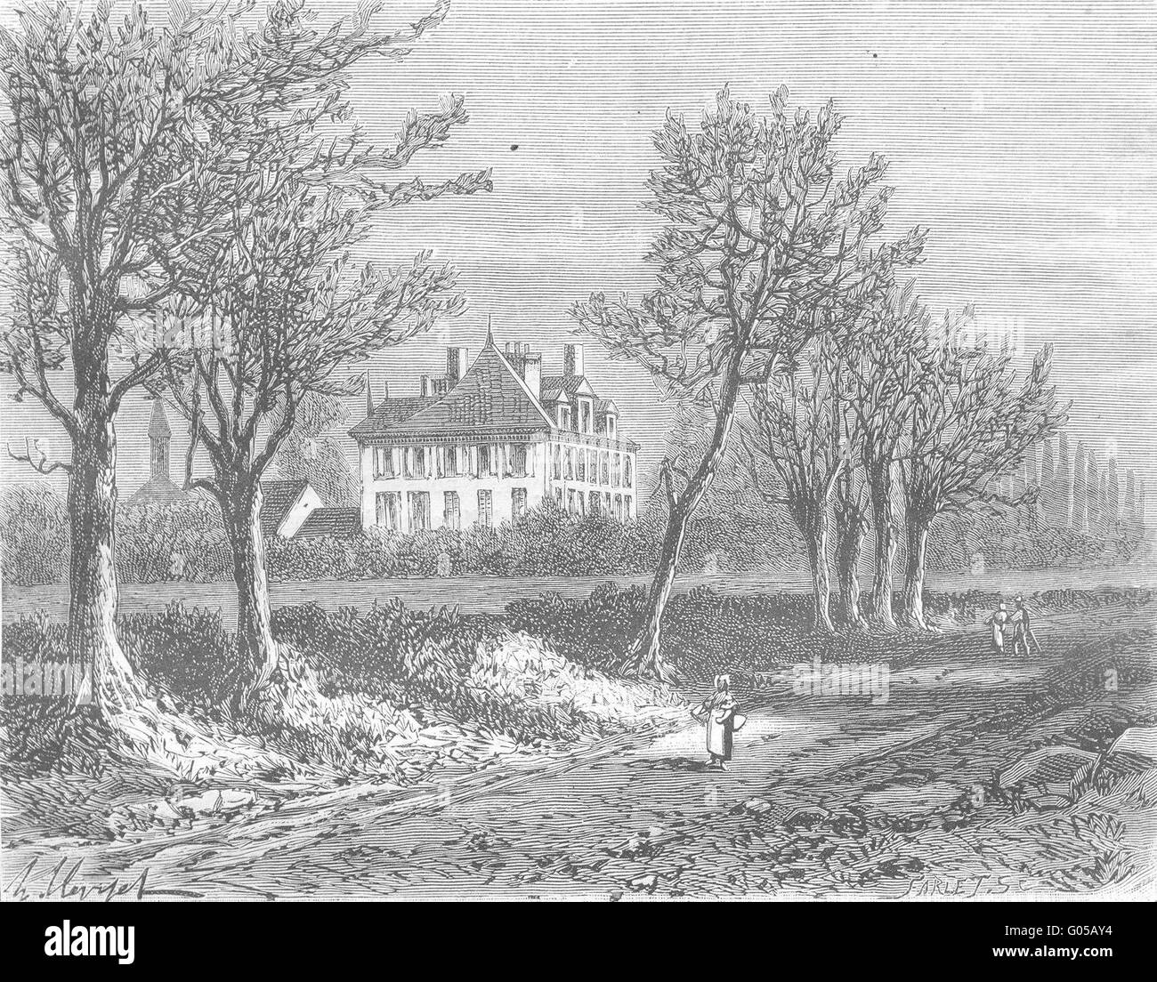 INDRE: Habitation de George Sand, ein Nohant-Vicq, antique print 1881 Stockfoto