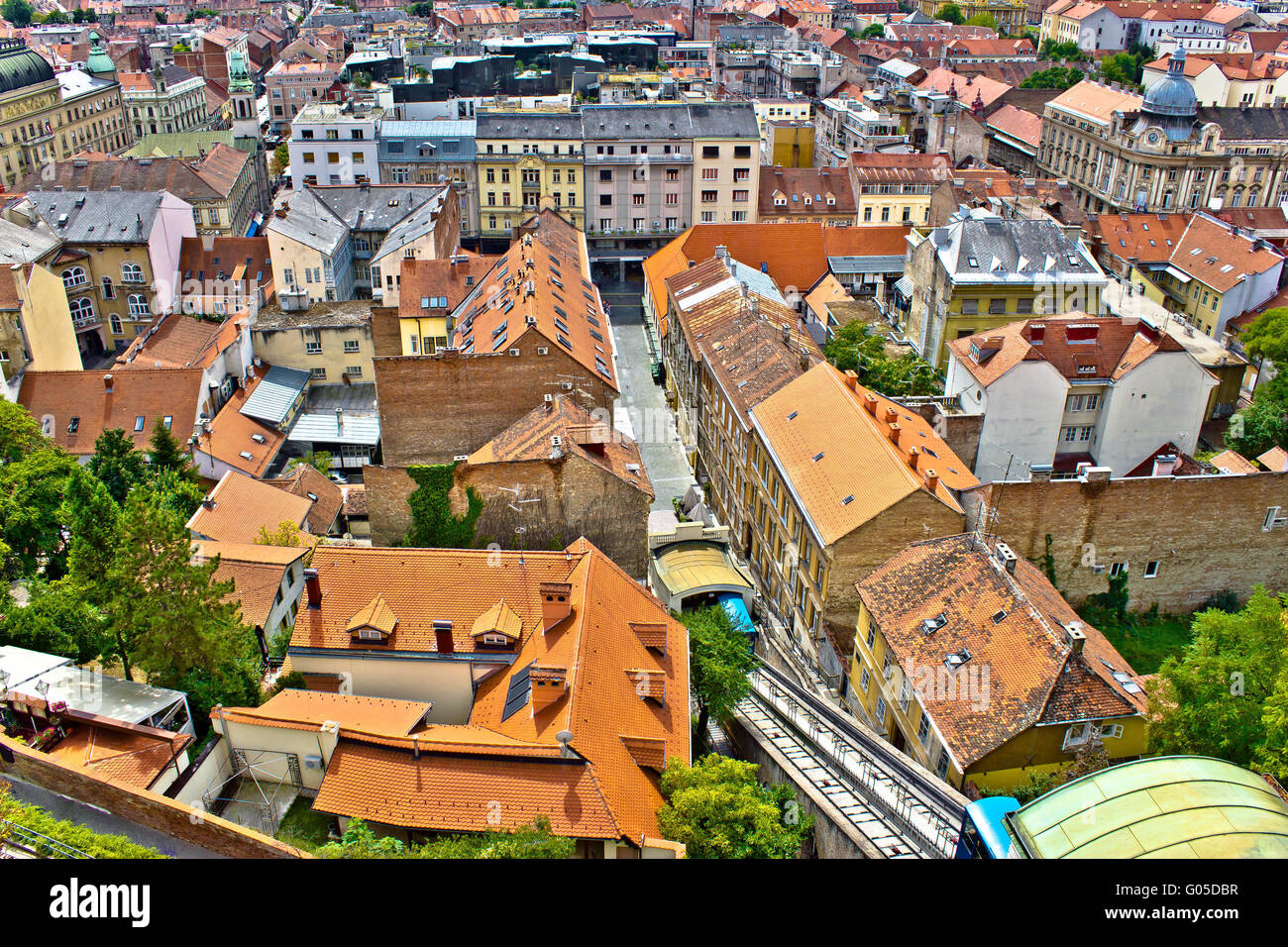 Zagreb - historischen Dächer der unteren Stadt Architektur Stockfoto