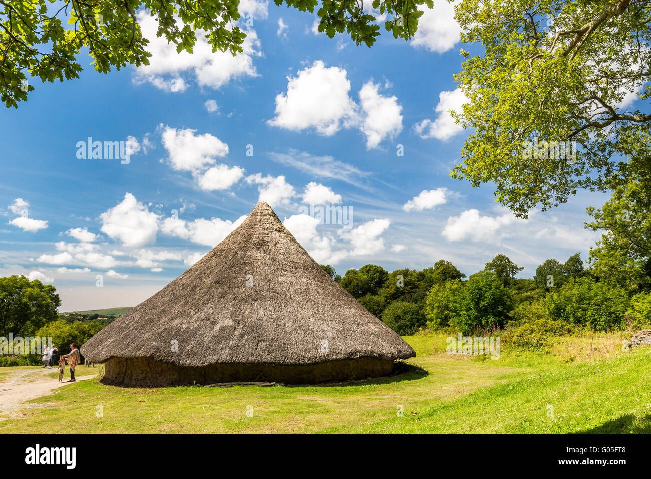 Die Eisenzeit Hütten am Castell Henllys im Norden Pembrokeshire Stockfoto