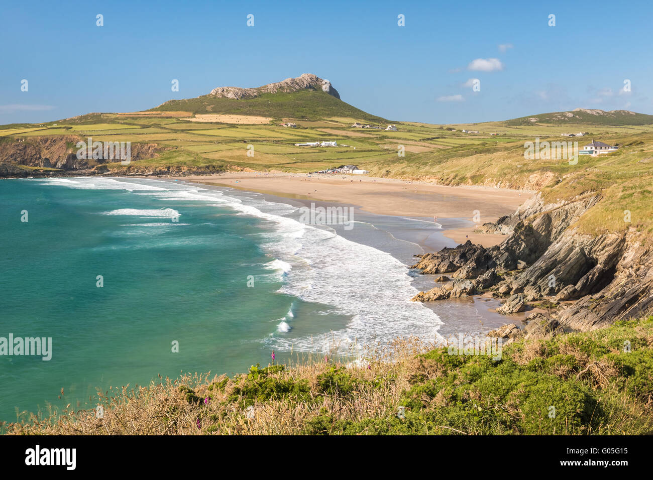 Whitesands Bay, Carn Llidi in der Nähe von St Davids - Pembrokeshire Stockfoto