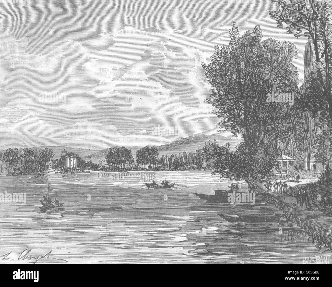 VAL-d ' Oise: Seine-Oise: Lac d ' Enghien, antiken Druck 1883 Stockfoto