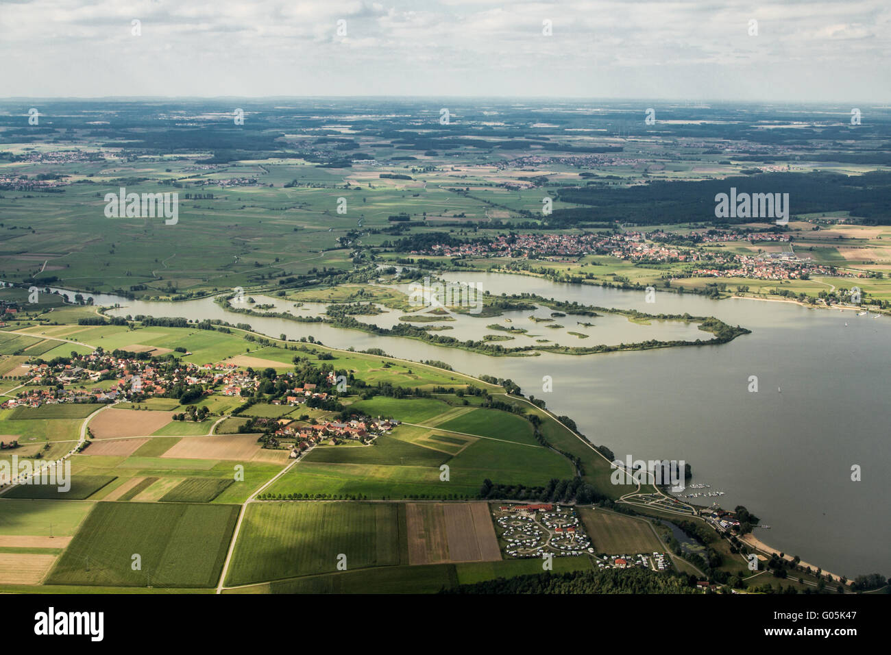 Luftbild - Vogel Isle Altmuehlsee Stockfoto