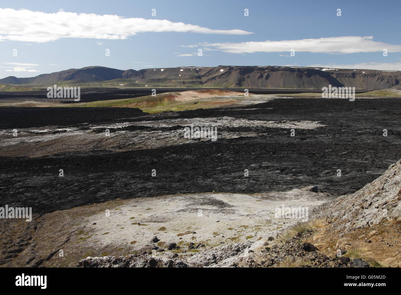 Lavaströme der 1984 Eruption im Vulkangebiet Krafla Stockfoto