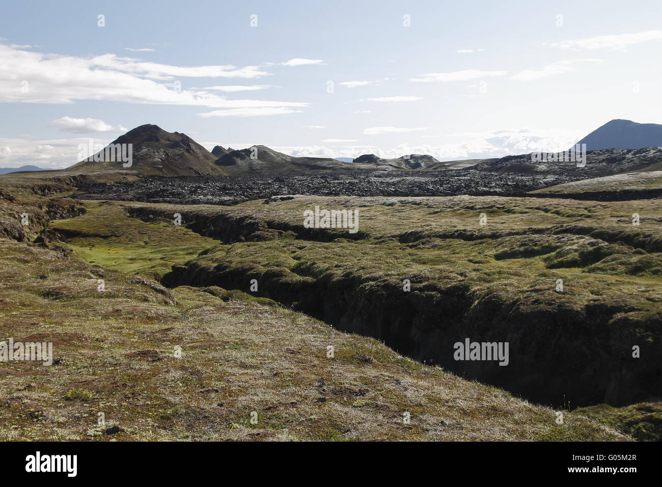 Lavaströme der 1984 Eruption im Vulkangebiet Krafla Stockfoto