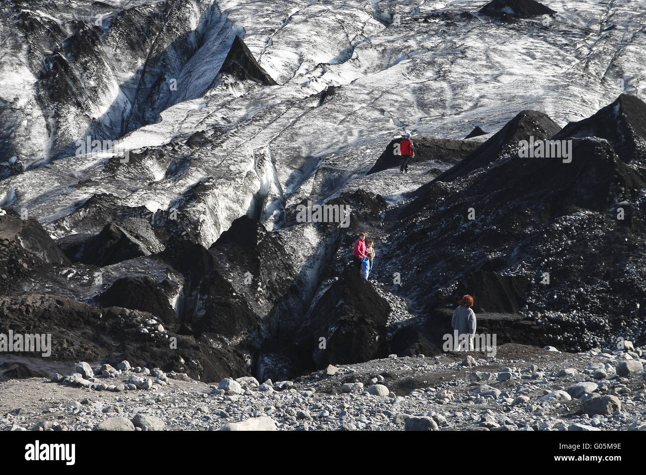 Sólheimajökull - einer der Outlet-Gletscher (Gletscherzungen) der Mýrdalsjökull Eiskappe Stockfoto