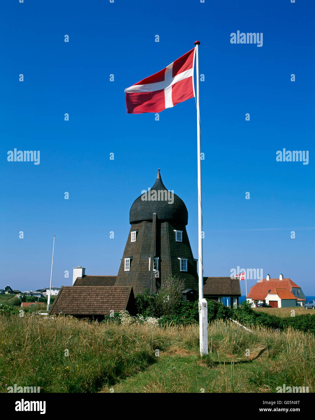 Windmühle in Loenstrup, Nordjütland, Dänemark, Skandinavien, Europa Stockfoto