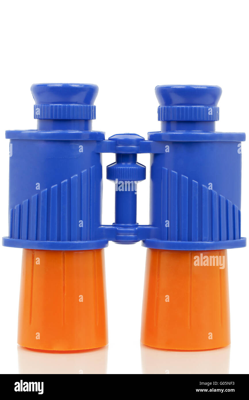 Kinder Spielzeug Fernglas auf weißem Hintergrund Stockfoto