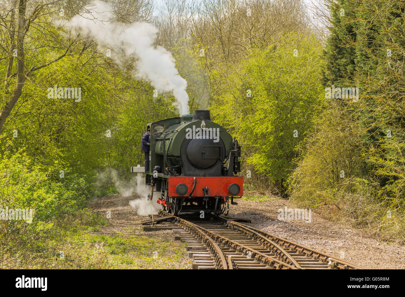 Satteltank Dampflokomotive Rückwärtsfahrt auf der Nene Valley Eisenbahn, Cambridgeshire. Stockfoto