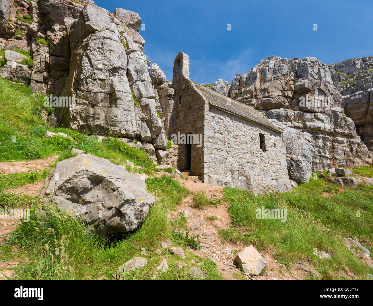 St. Govans Kapelle - Pembrokeshire Stockfoto