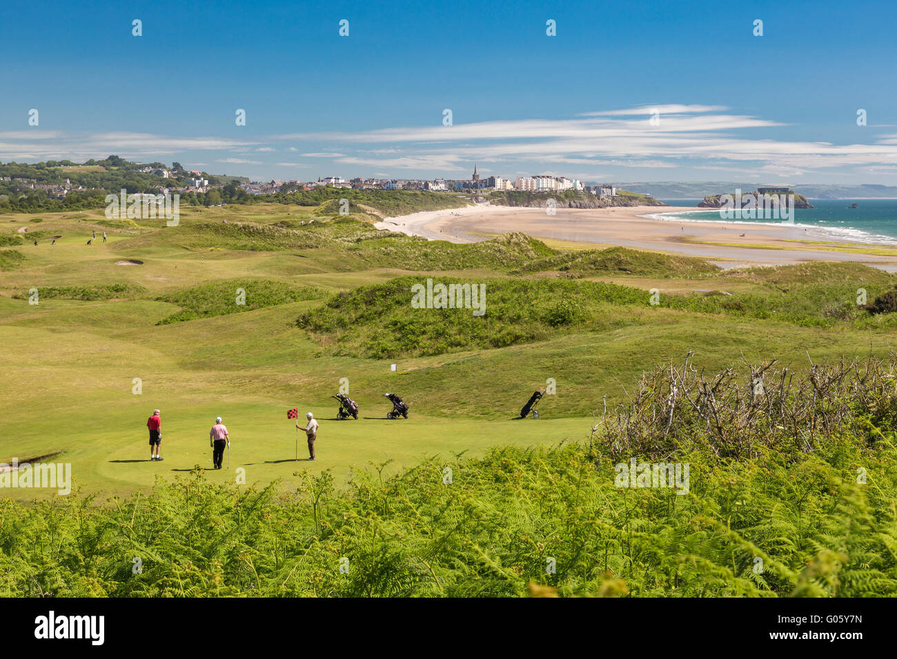Tenby Golfplatz Südstrand Tenby strafrechtlich - Pembrokeshire Stockfoto