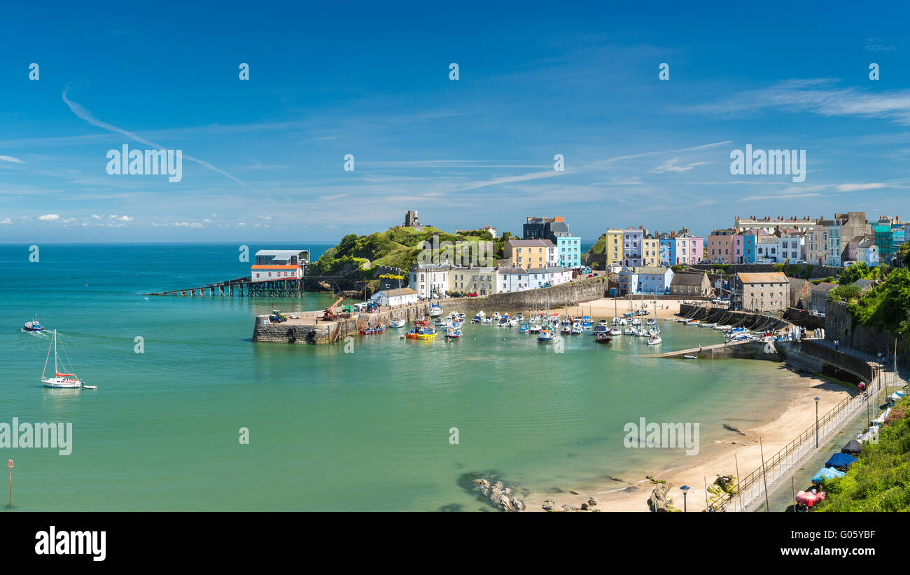 Tenby Hafen - Pembrokeshire Stockfoto