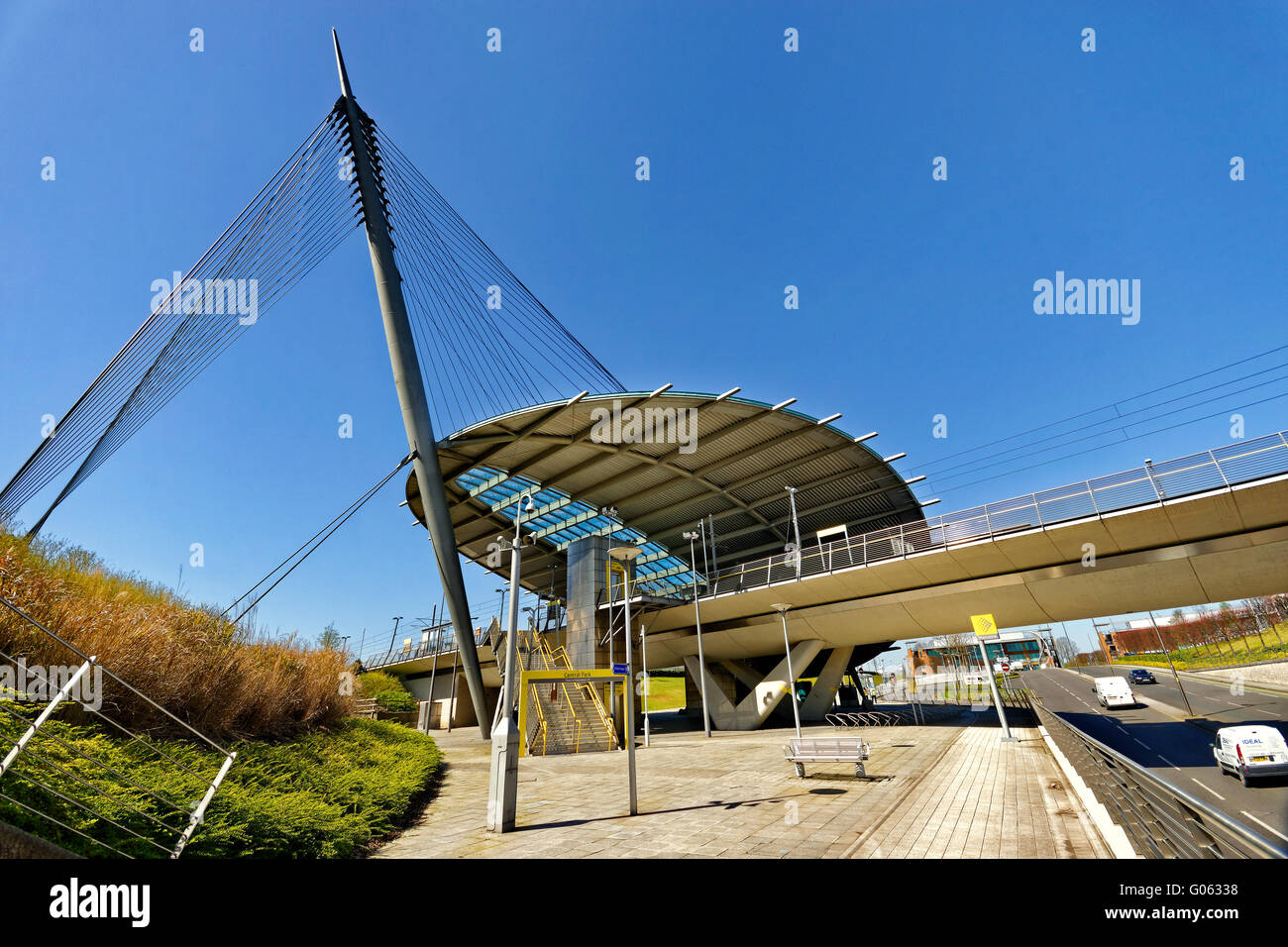 Manchester Metrolink Tram-Station "Central Park" am Gateway, Newton Heath, Manchester, England. Stockfoto