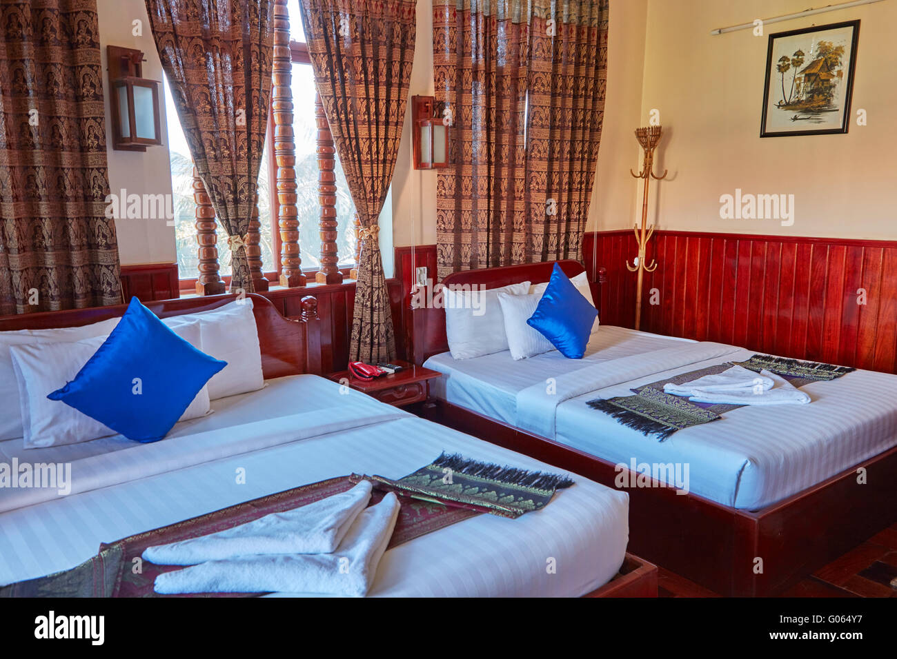 Familienzimmer im Hotel Okay 1 Villa, Siem Reap, Kambodscha Stockfoto