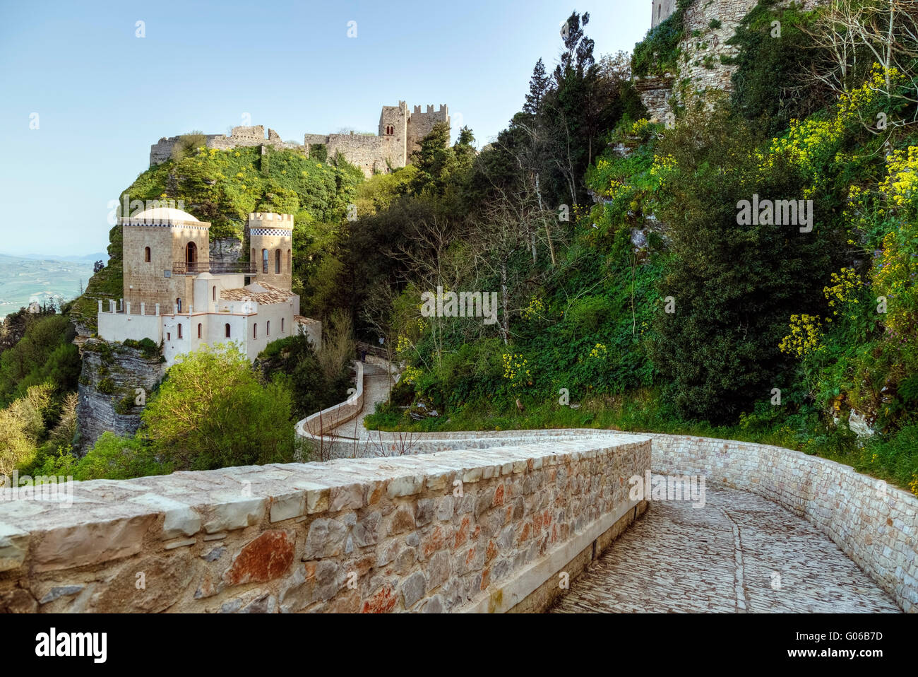 Erice, Schloss, Trapani, Sizilien, Italien Stockfoto
