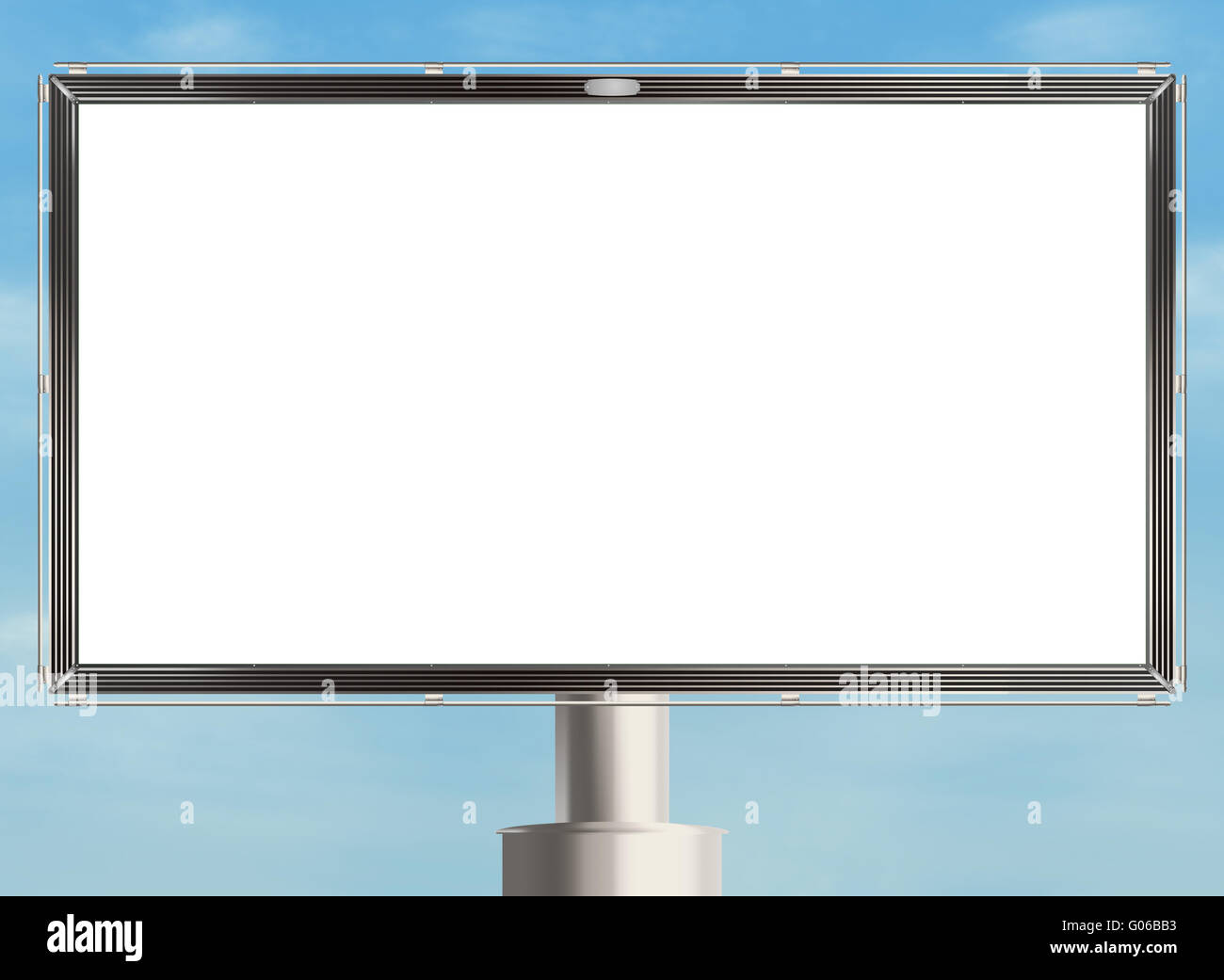 Leeren Plakatwand mit weißen textfreiraum auf der Himmelshintergrund. Raster-Abbildung. Stockfoto