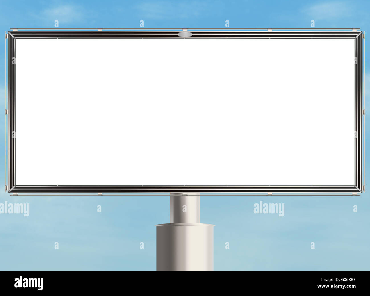 Leeren Plakatwand mit weißen textfreiraum auf der Himmelshintergrund. Raster-Abbildung. Stockfoto