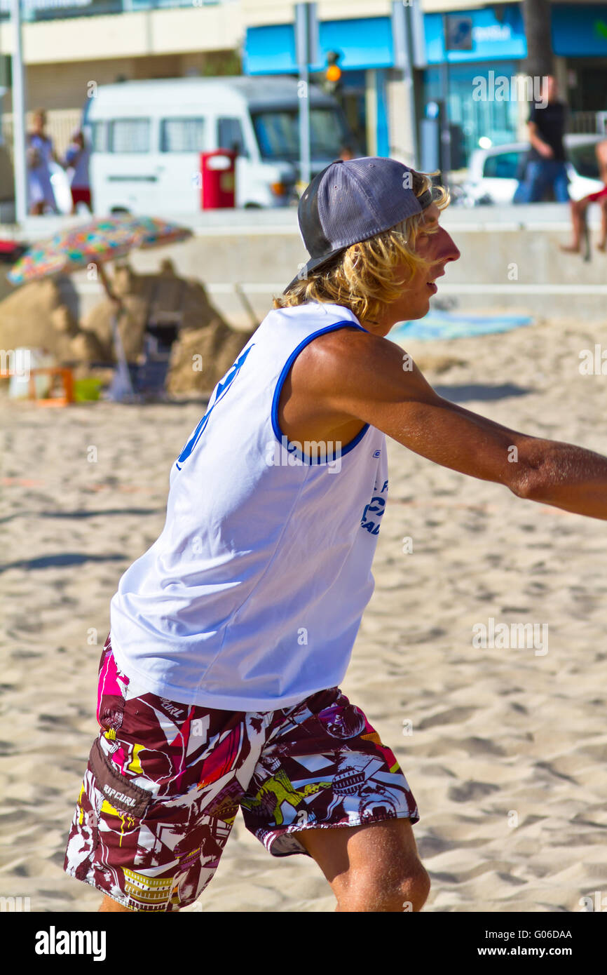 Spiel der 19. League von Beachhandball, Cadiz Stockfoto