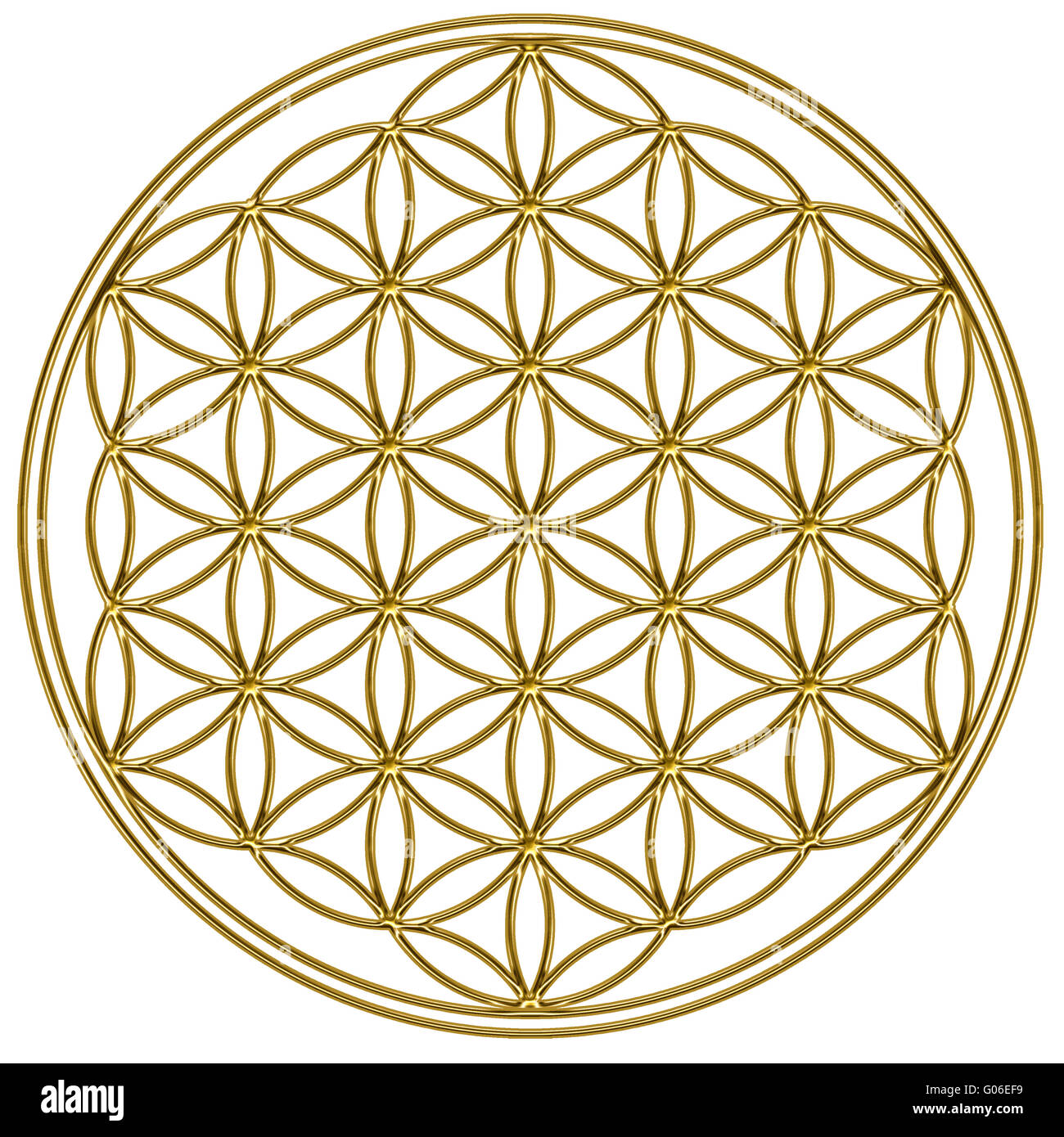 Blume des Lebens - Heilige Geometrie - goldener Stockfoto