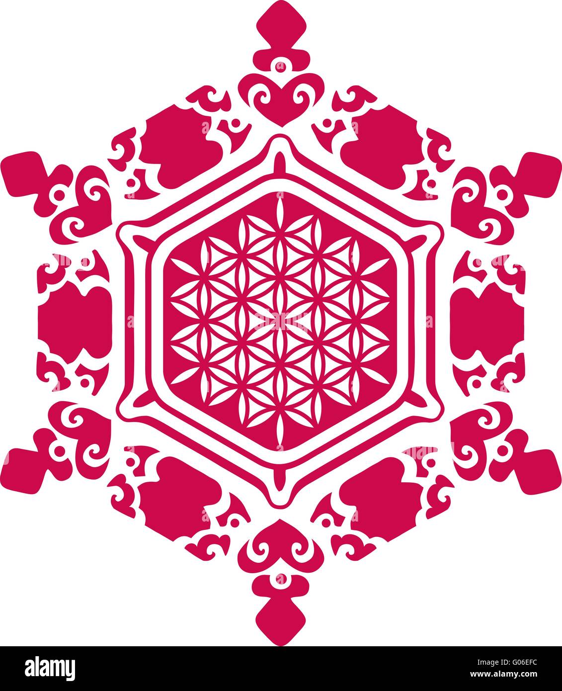 Wasser Crystal Love - Blume des Lebens Stockfoto