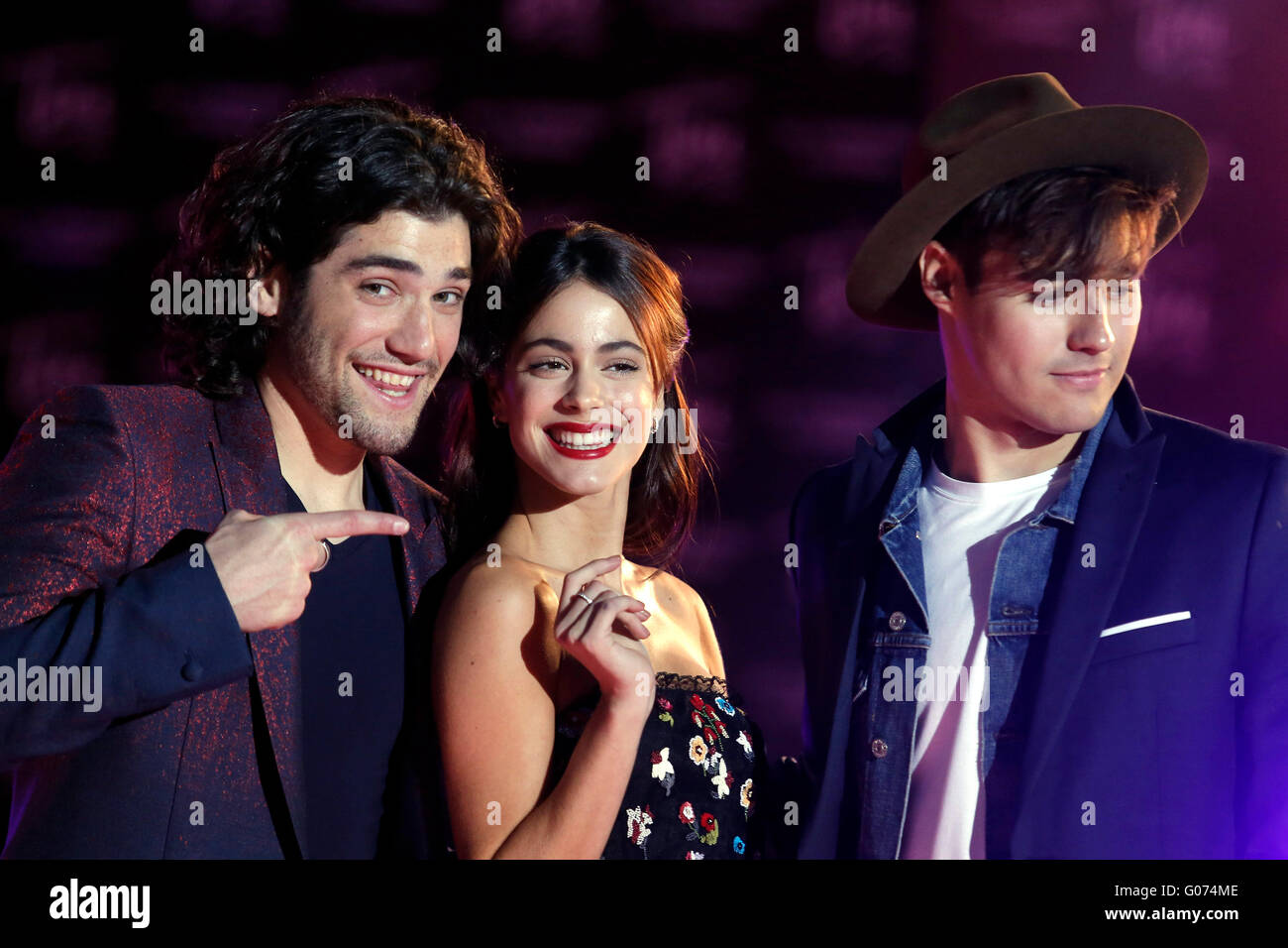 Adrian Salzedo, Martina Stoessel und Jorge Blanco Rom 29. April 2016. "Tini - das neue Leben der Violetta" Premiere. Foto Samantha Zucchi Insidefoto Stockfoto