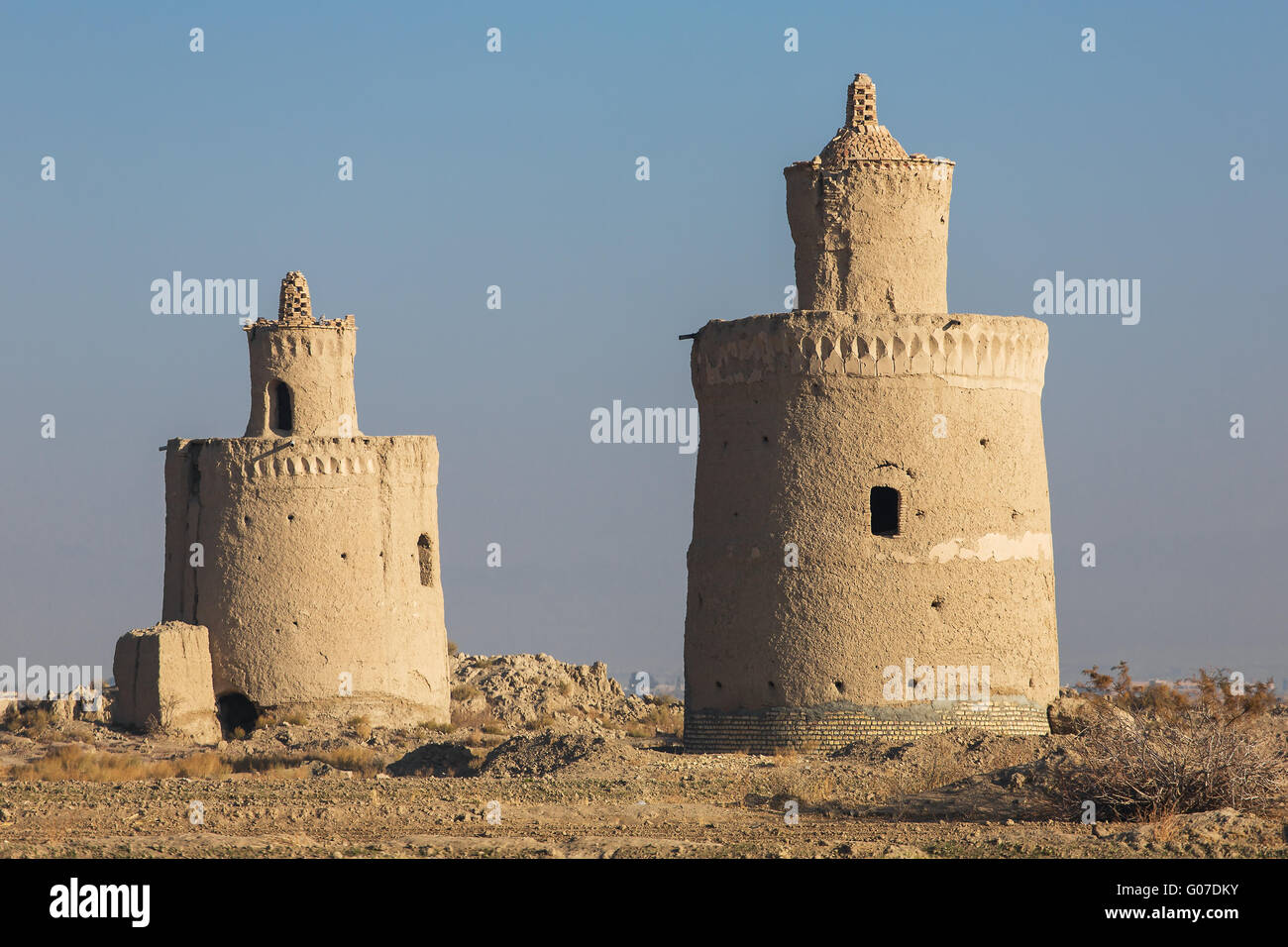 Exterieur der traditionellen Taube Häuser in der Provinz Yazd, Iran. Stockfoto