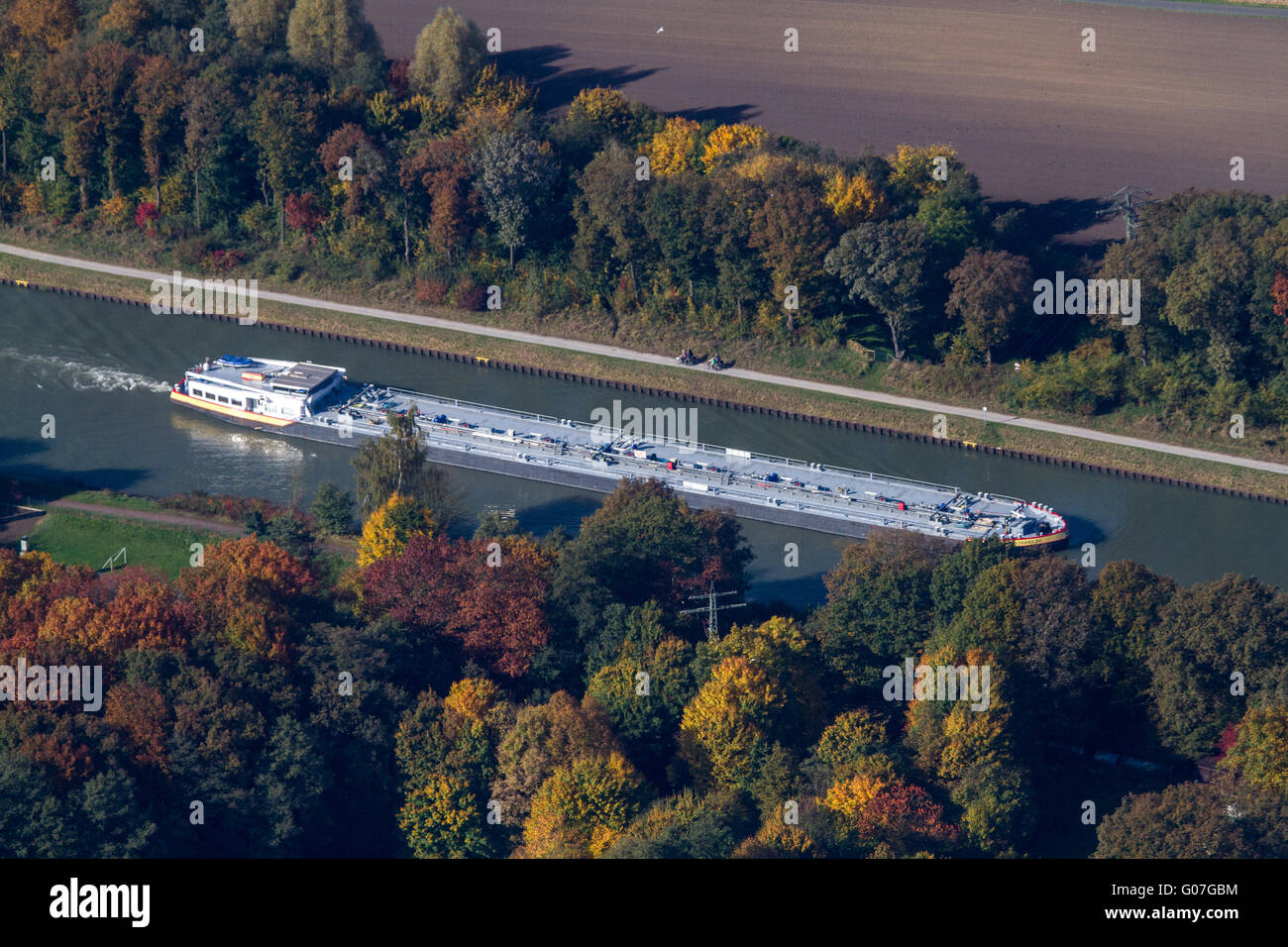 versenden an einen Kanal / Transport / aerial View Stockfoto