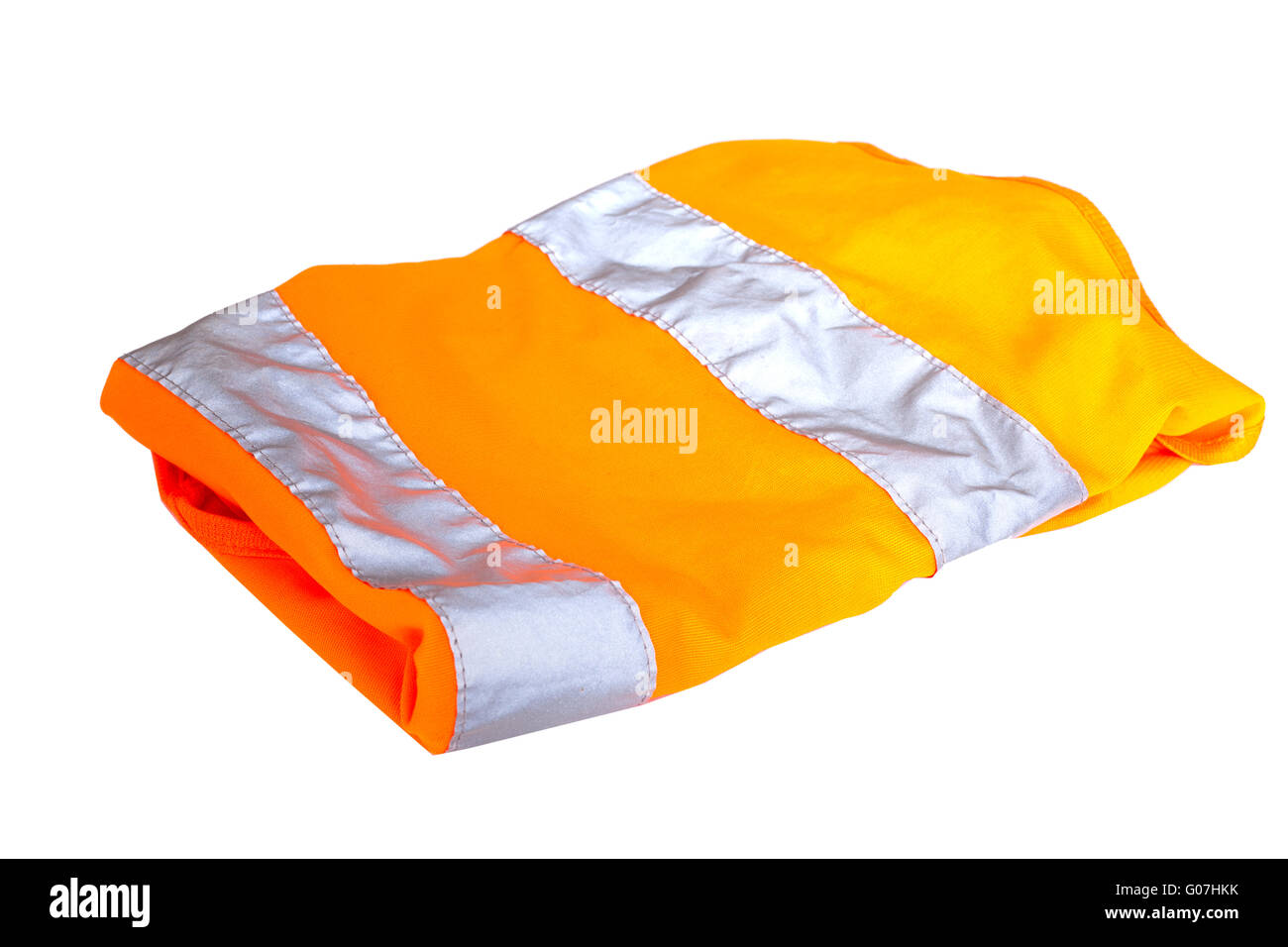 Orange Warnweste isoliert auf weißem Hintergrund Stockfoto