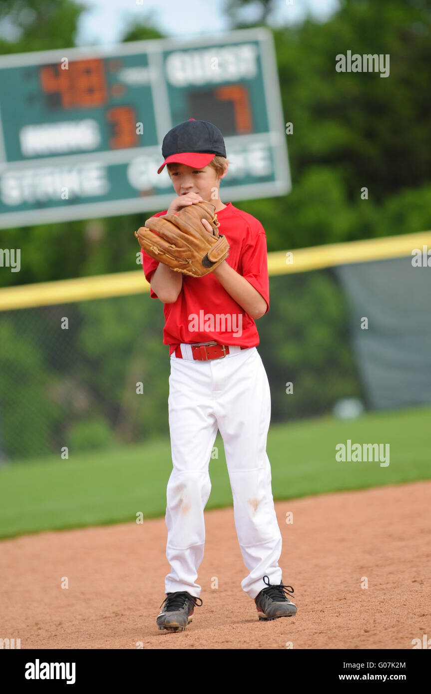 Nervös Baseballspieler Stockfoto