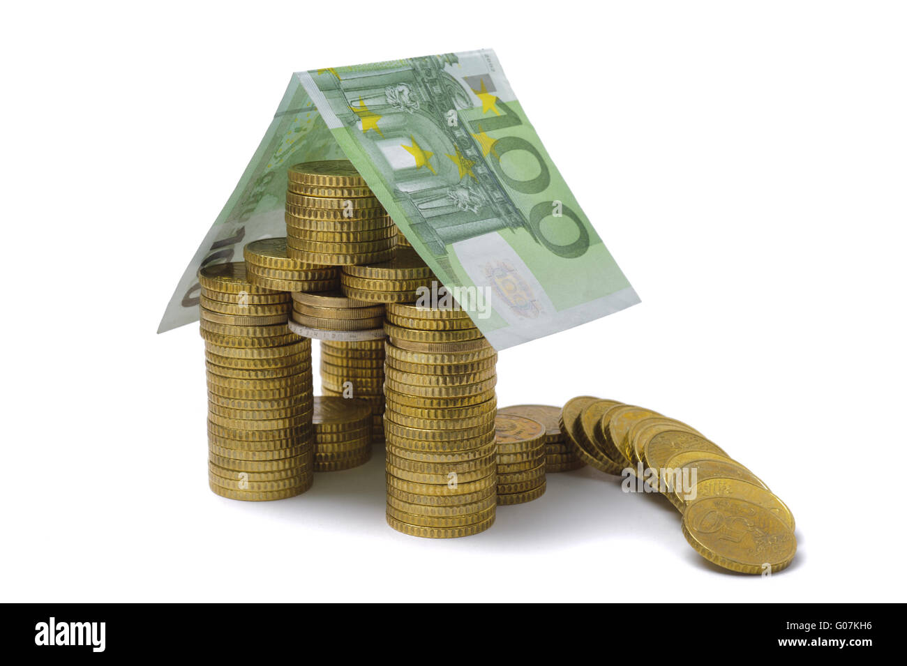Euro Haus zusammenbrach, als Symbol für die Euro-Krise Stockfoto