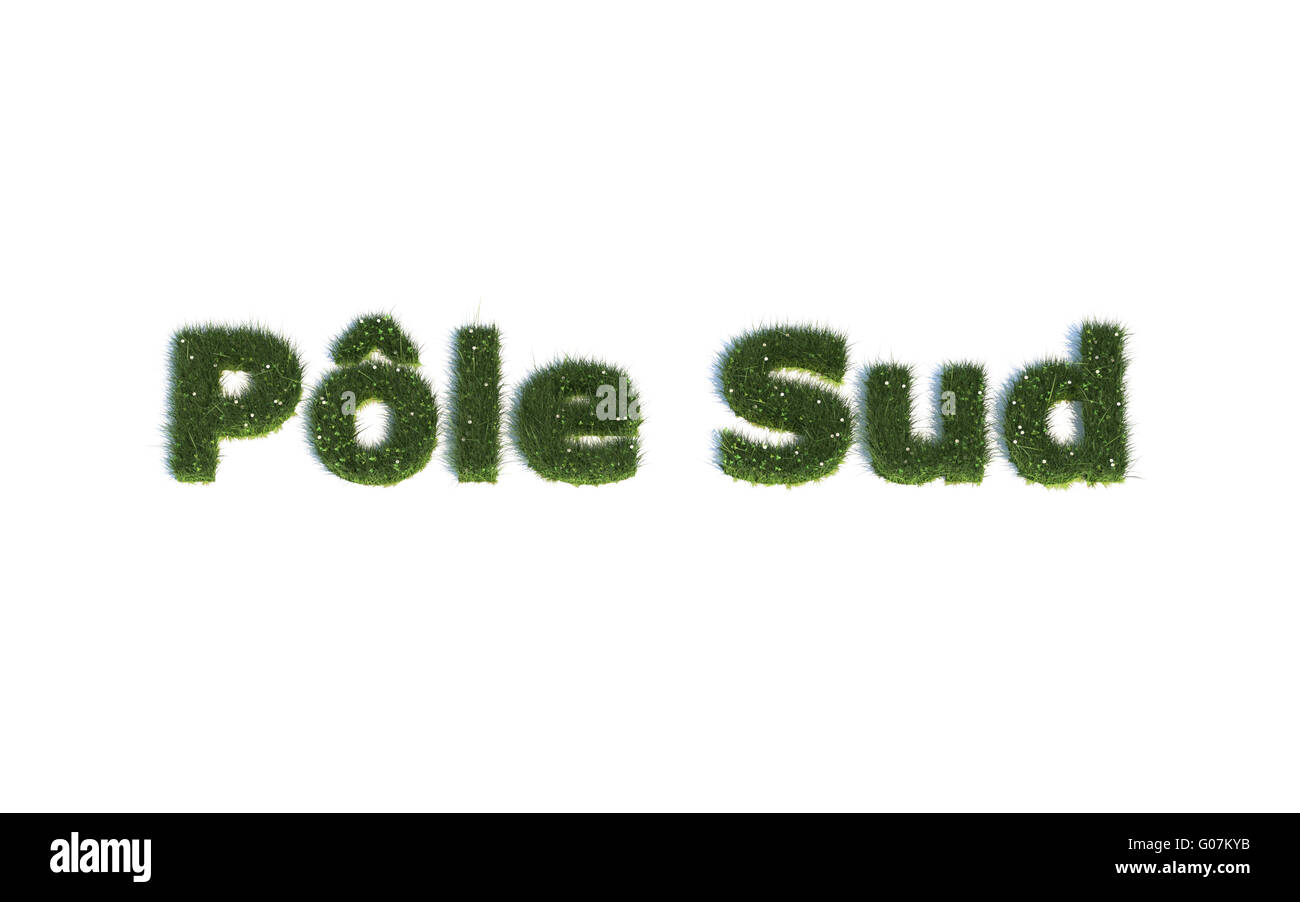 Südpol: Serie Schriftarten aus realistischen grass Sprache FR (Pôle Sud) Stockfoto