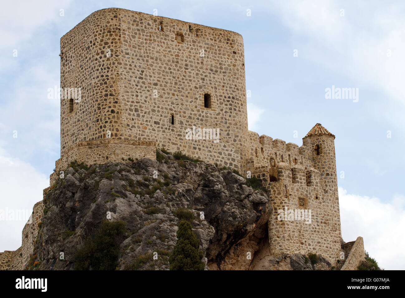 Festung in Olvera. Andalusien Stockfoto