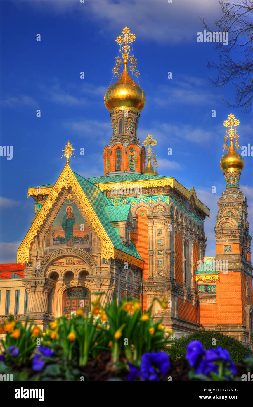 Russische Kirche in der Stadt darmstadt Stockfoto