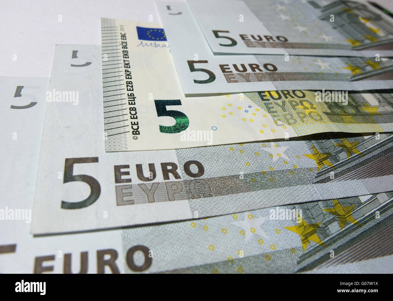 Neue Funf Euro Schein Stockfotografie Alamy