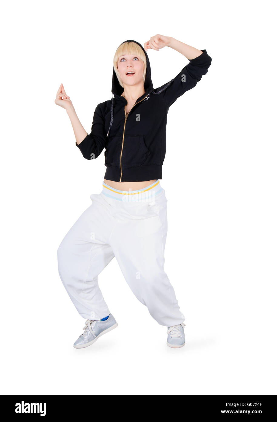 Hip Hop Tänzer. Tanzen Sie Teenager-Mädchen in Aktion. Stockfoto