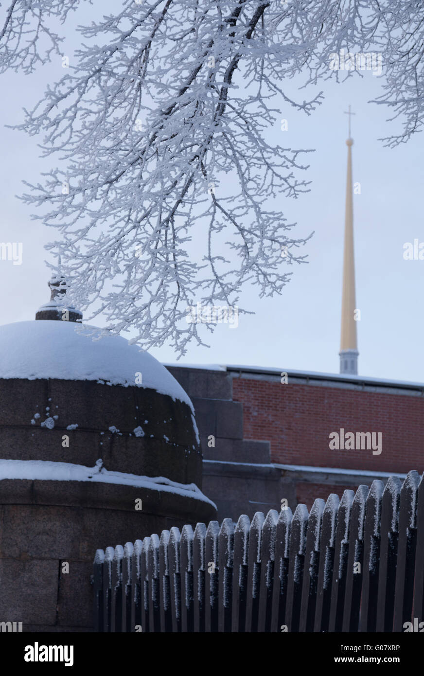 Die Wand der Heiligen Peter und Paul Festung in Sankt Petersburg, Russland Stockfoto