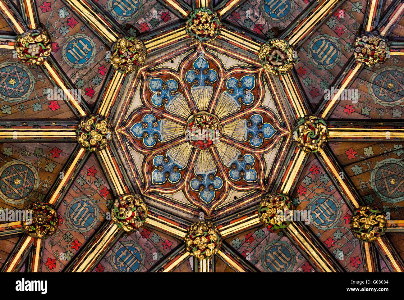 Die Decke der Heiligen Dreifaltigkeit Kirche Rumpf, North Yorkshire, England. Stockfoto