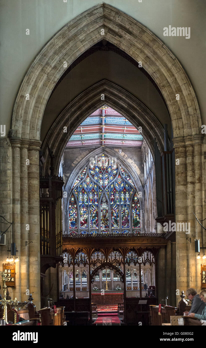 Im Inneren der Kirche der Heiligen Dreifaltigkeit Rumpf, North Yorkshire, England. Stockfoto