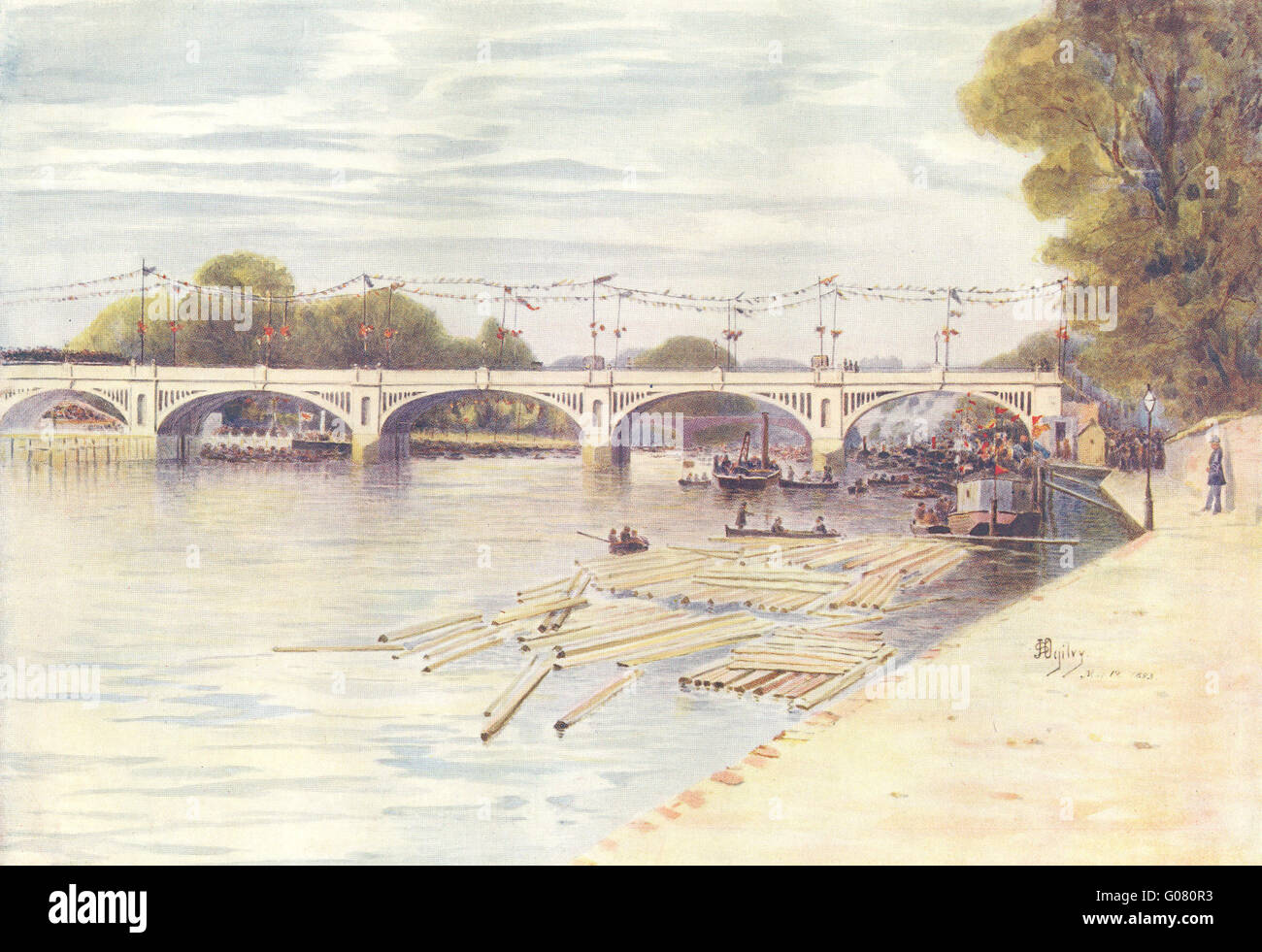 ST. MARGARET LOCK: die Eröffnungsfeier. Surrey, antiken Druck 1914 Stockfoto