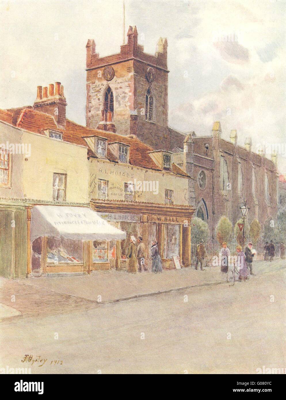 CHERTSEY: Chertsey Kirche. Surrey, antiken Druck 1914 Stockfoto