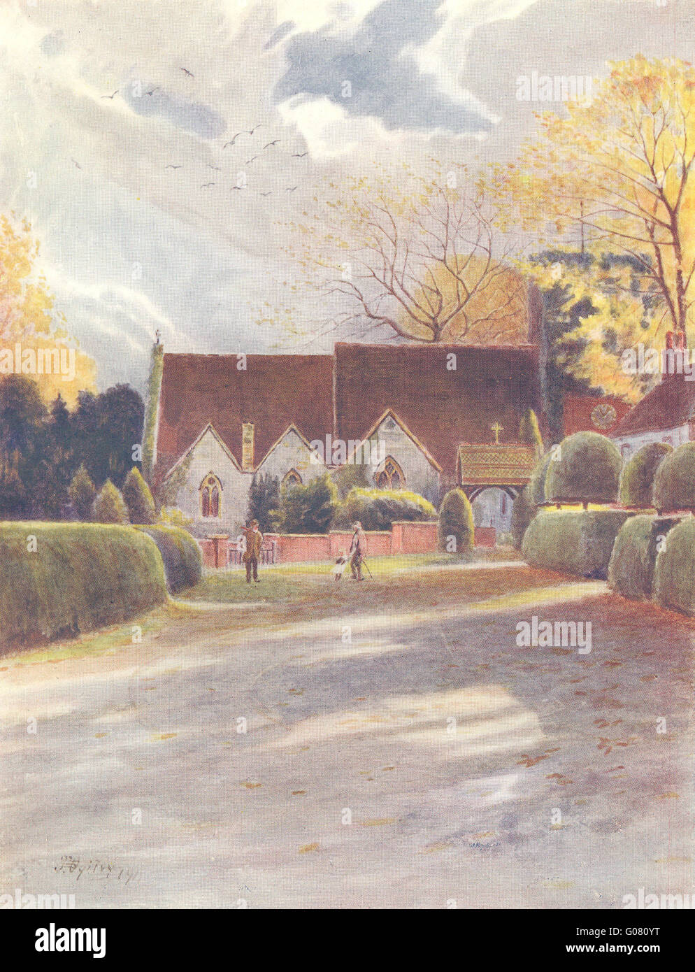 THORPE: Thorpe Kirche. Surrey, antiken Druck 1914 Stockfoto