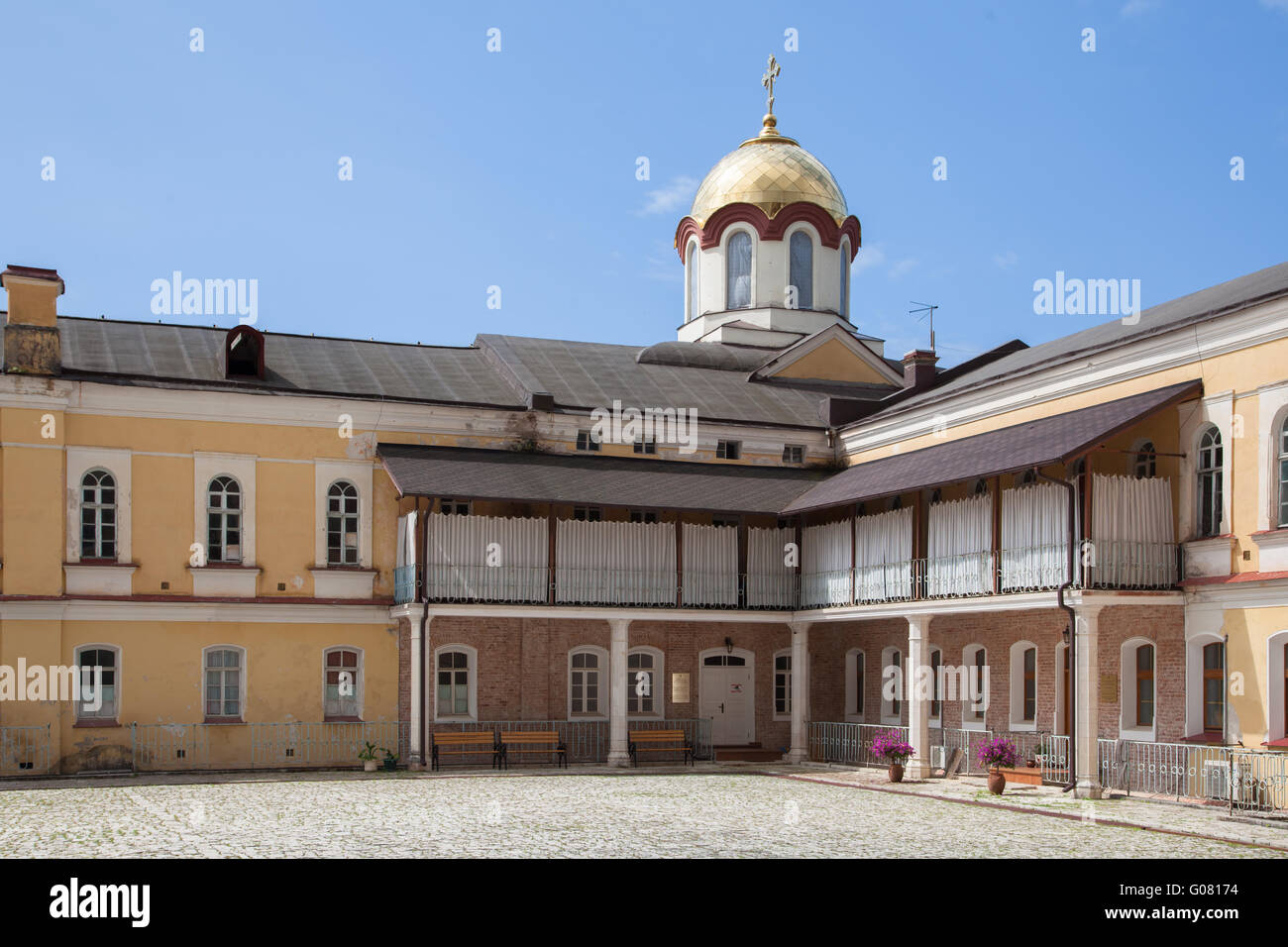 Der Innenhof des Klosters neue Athos oder Akhali Atoni ist eine Stadt in Gudauta Petrograd von Abchasien Stockfoto