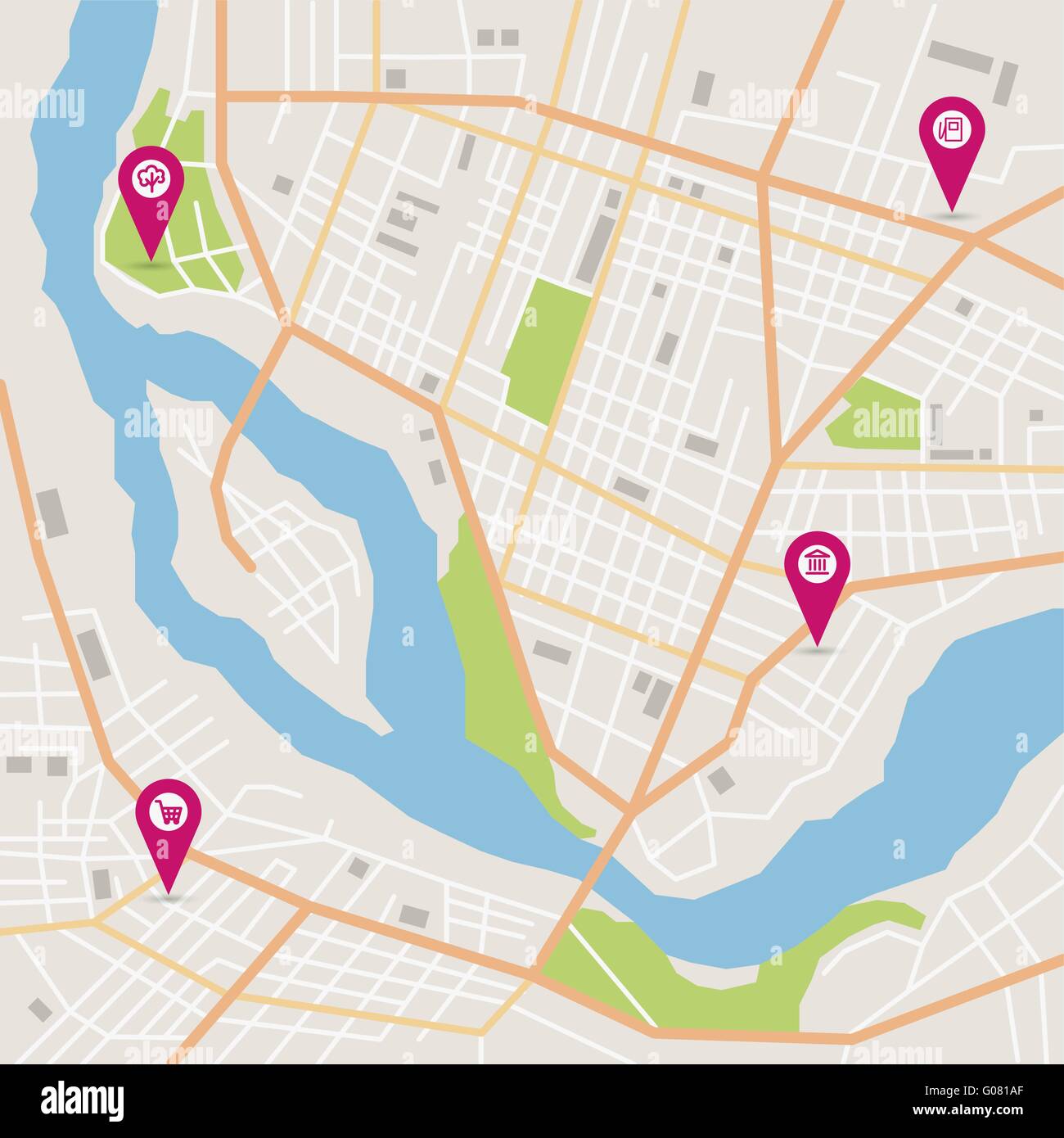 Vektor-Stadtplan Stock Vektor