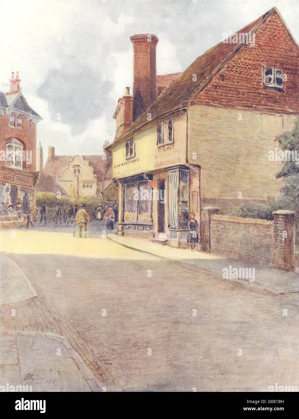GODALMING: Bridge Street Ecke. Surrey, antiken Druck 1914 Stockfoto
