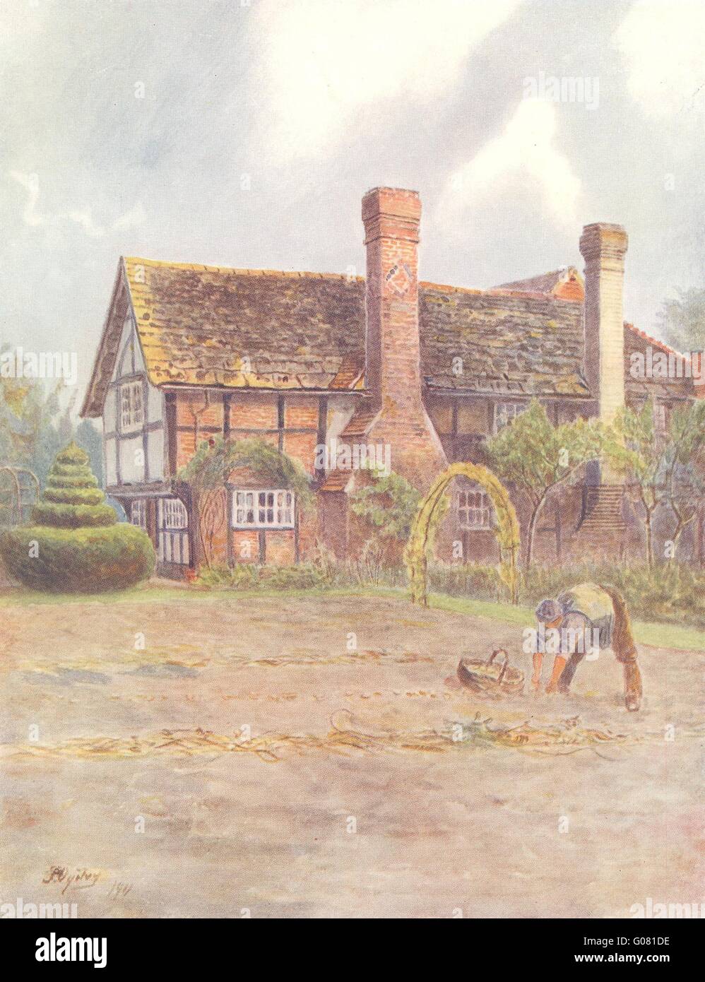 ALFORD: Alfold Haus Bauernhof. Surrey, antiken Druck 1914 Stockfoto