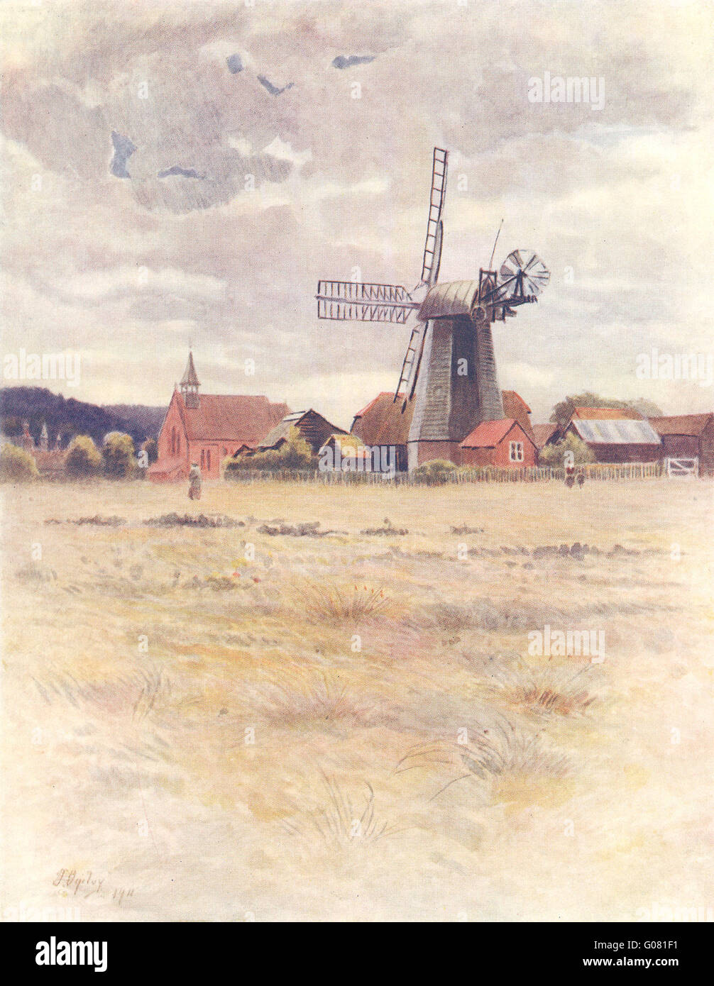 CRANLEIGH: Cranleigh Windmühle. Surrey, antiken Druck 1914 Stockfoto