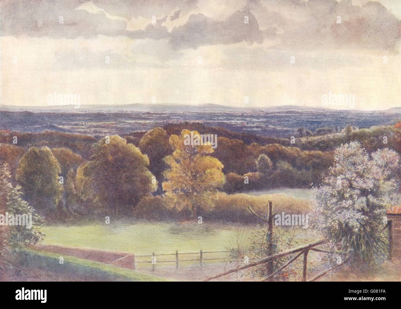 EWHURST: Blick vom Coneyhurst Hill. Surrey, antiken Druck 1914 Stockfoto