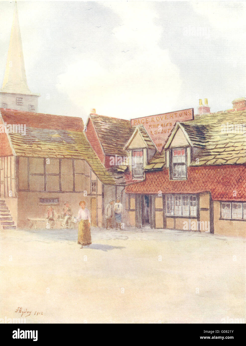 HORLEY: Die sechs Glocken. Surrey, antiken Druck 1914 Stockfoto