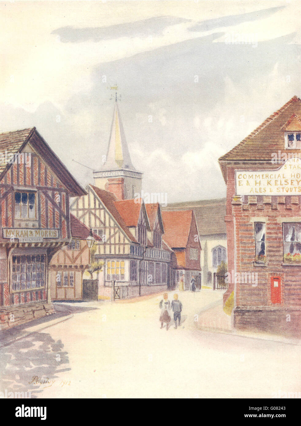 LINGFIELD: Blick auf die Stadt. Surrey, antiken Druck 1914 Stockfoto